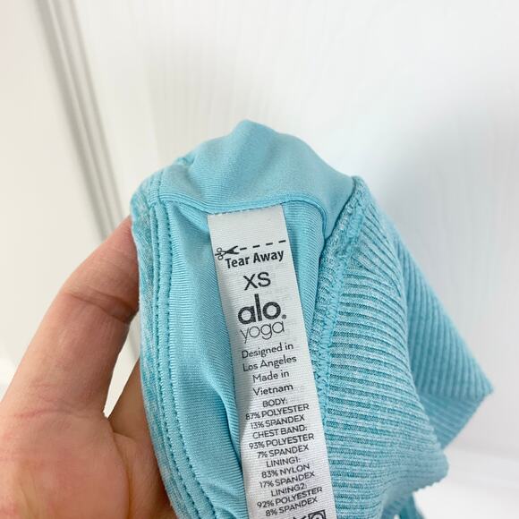 Alo Yoga Alosoft Lavish Strappy Sports Bra Crop Top Blue Quartz Heather XS - Picture 9 of 9